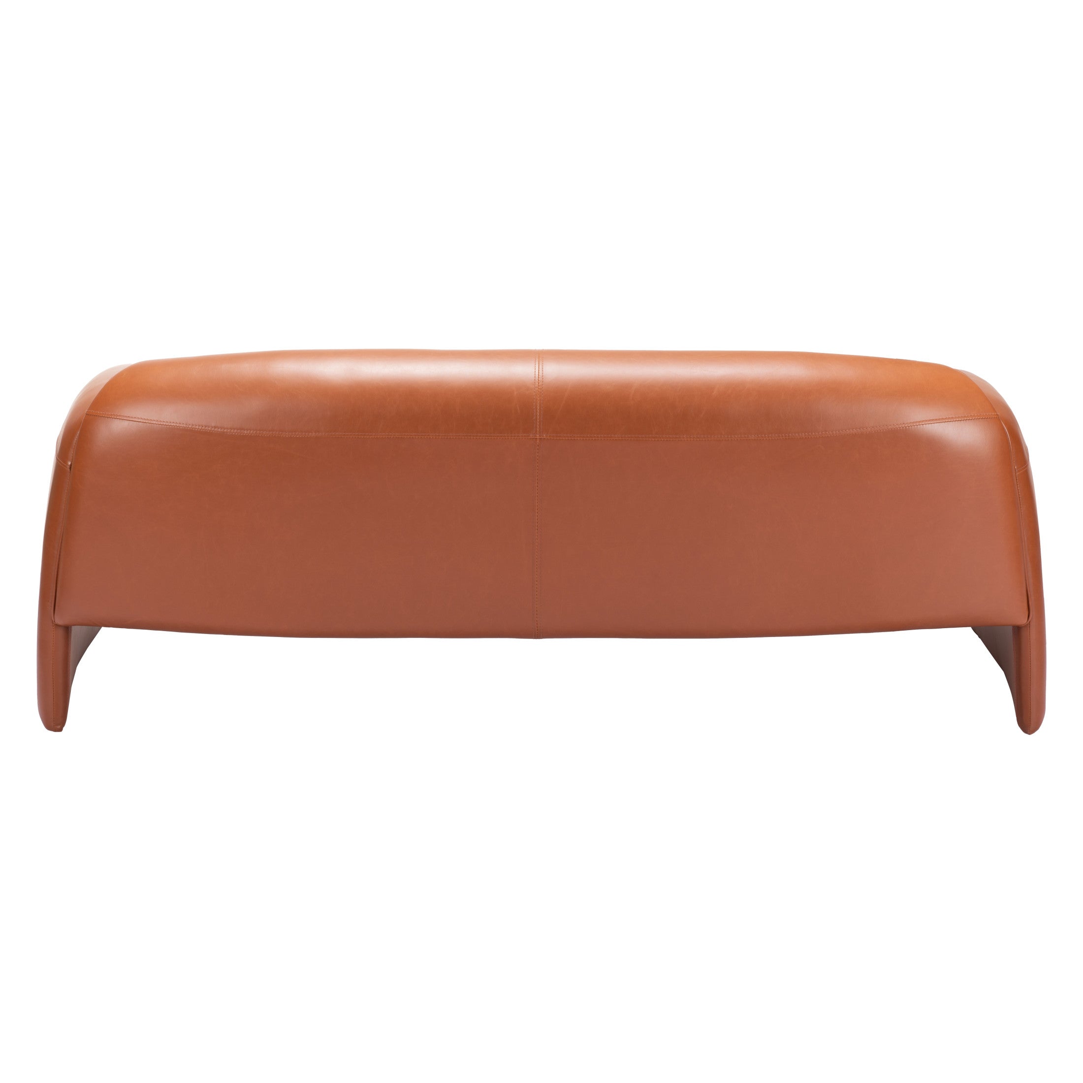 Brown leather bench on a white background