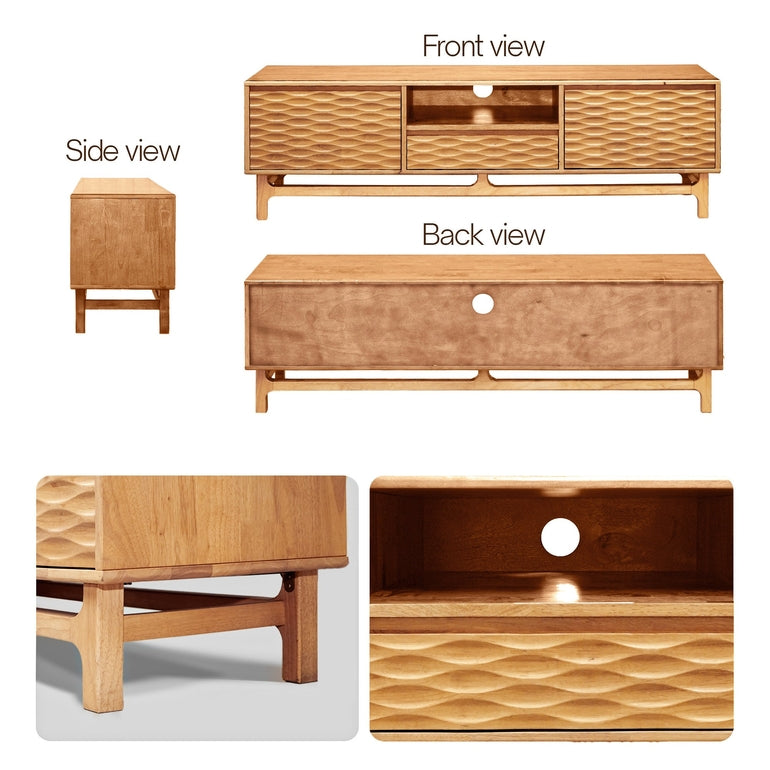 Acacia Elara Solid Wood TV Stand with Storage and Cable Management