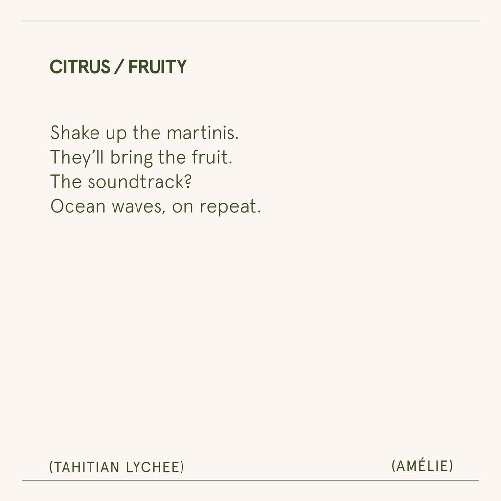 Text on a white background with a quote about citrus and fruity flavors.