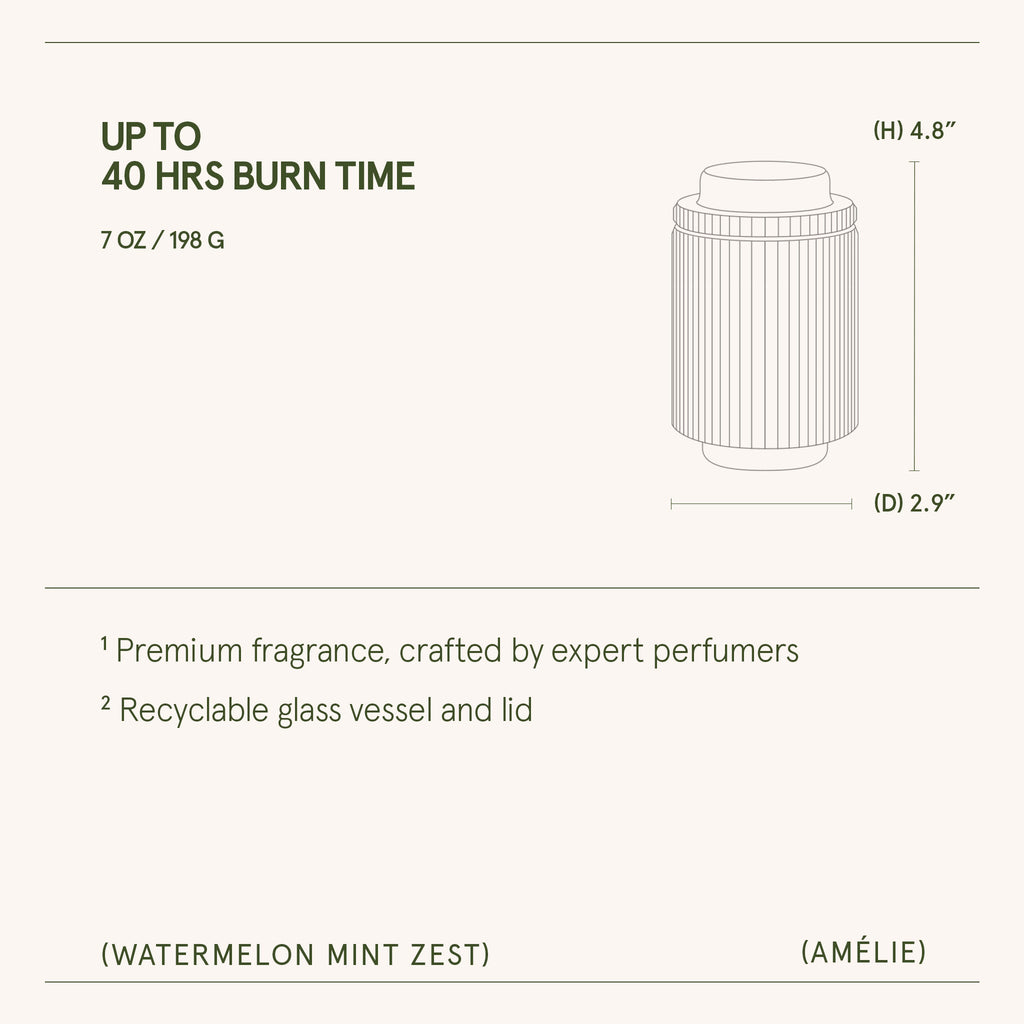 Product packaging with dimensions and features on a white background