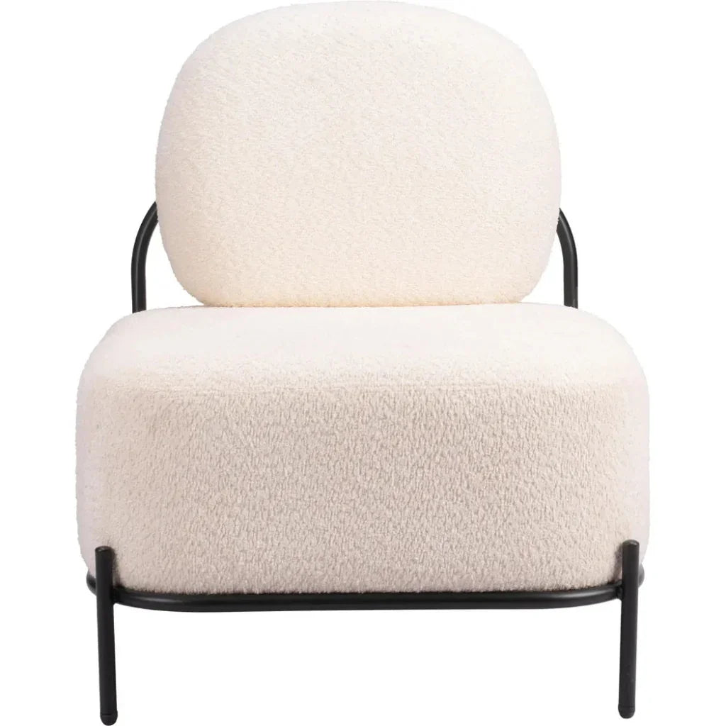 Modern chair with white cushioned backrest and seat on a white background