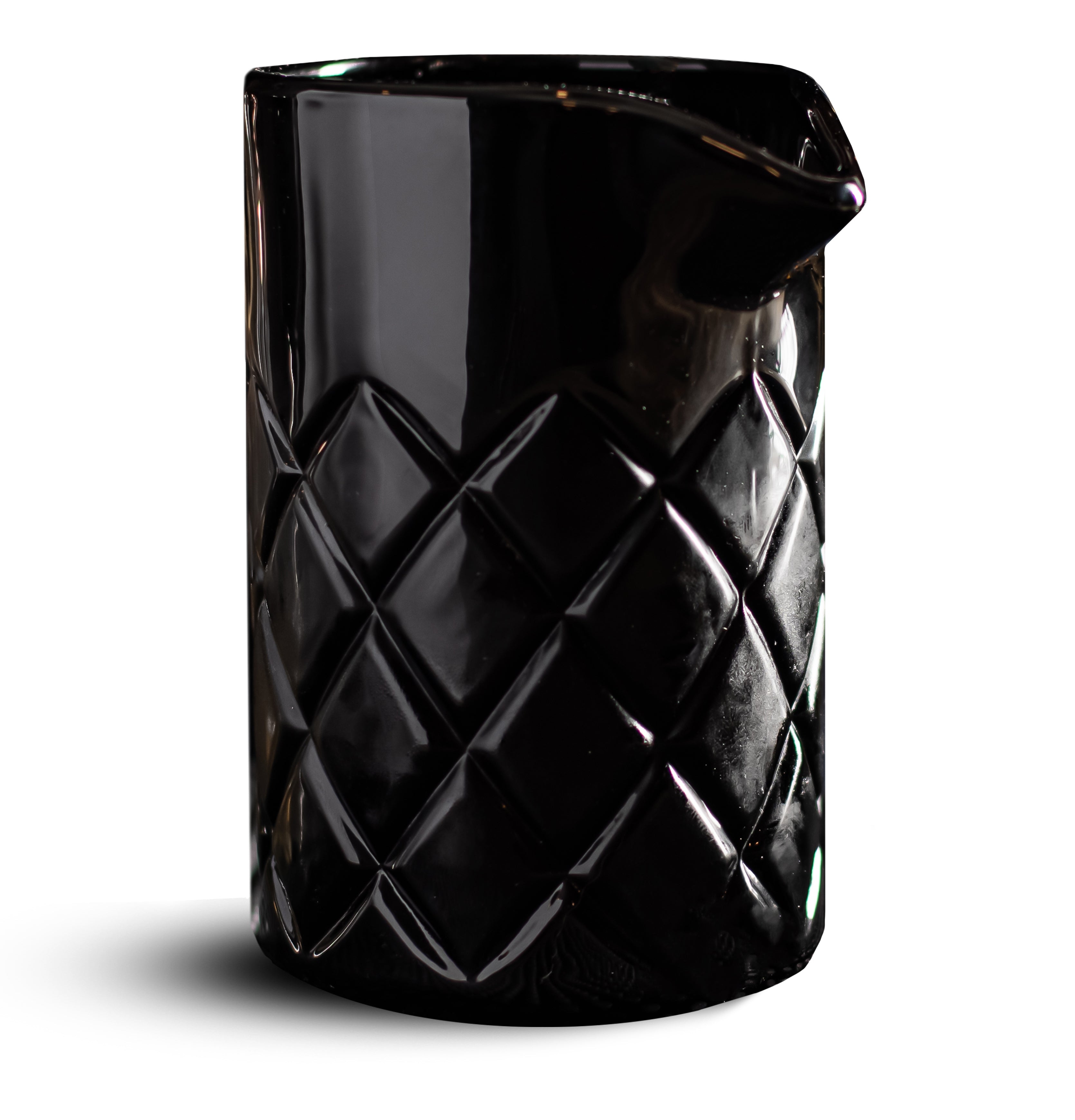 Black textured glass mixer on a white background