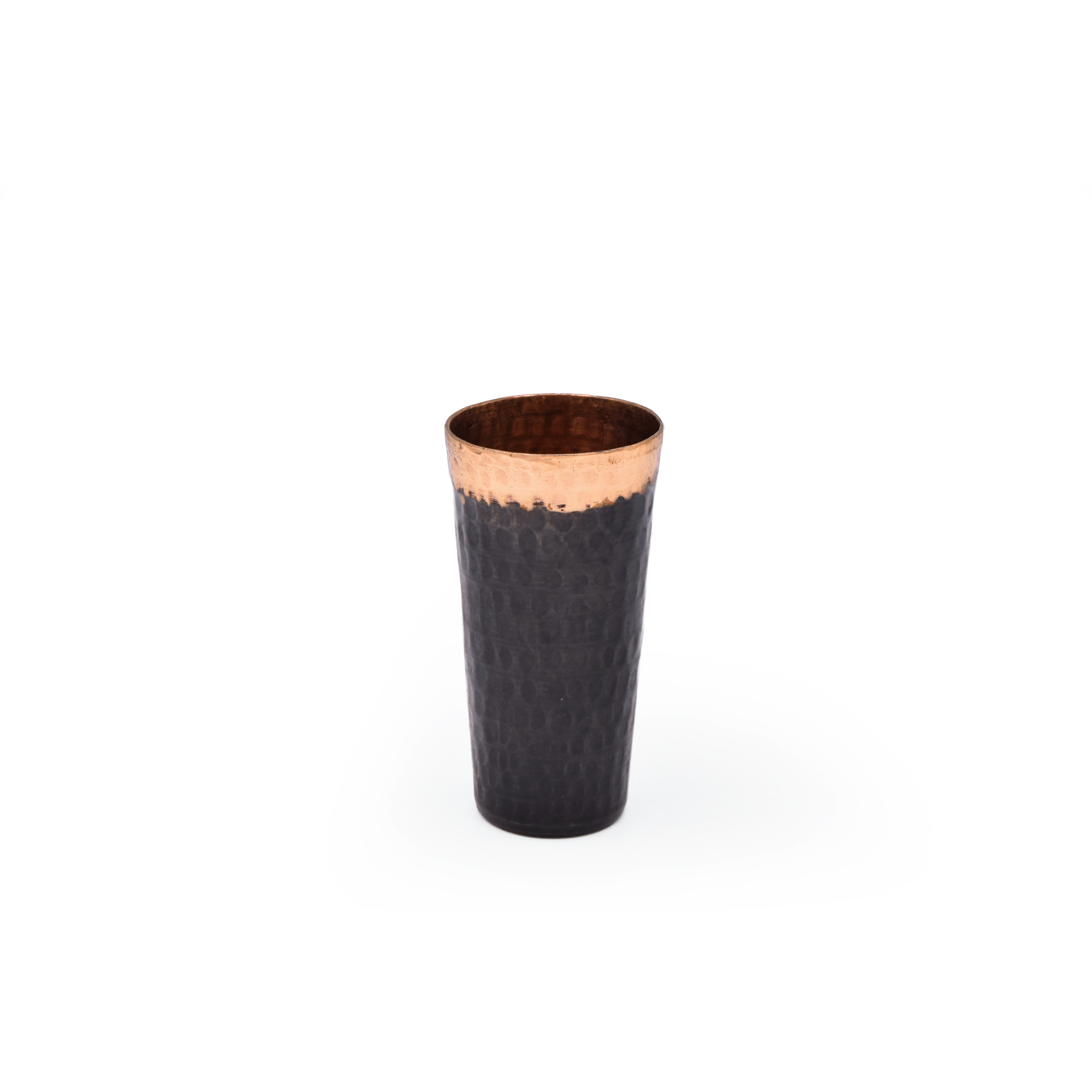 Black and copper textured glass on a white background