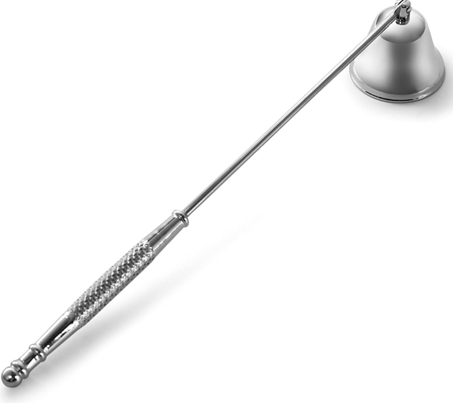 Metal candle snuffer on a white background