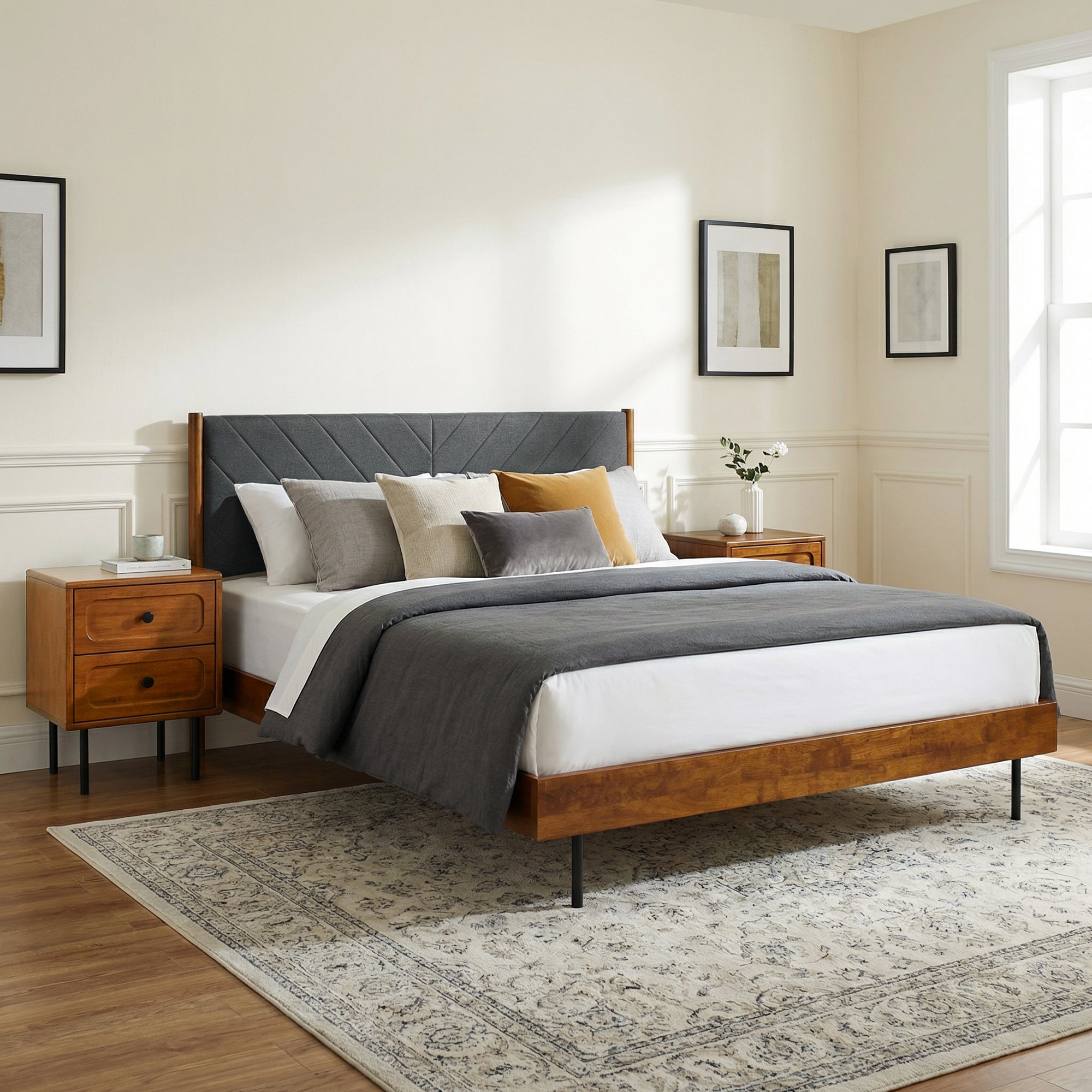 Astoria Upholstered Solid Wood Bed Frame