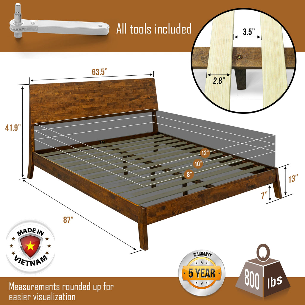 Serenity Deluxe Wood Platform Bed Frame