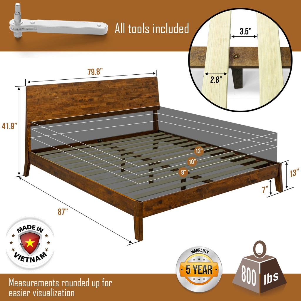 Serenity Deluxe Wood Platform Bed Frame