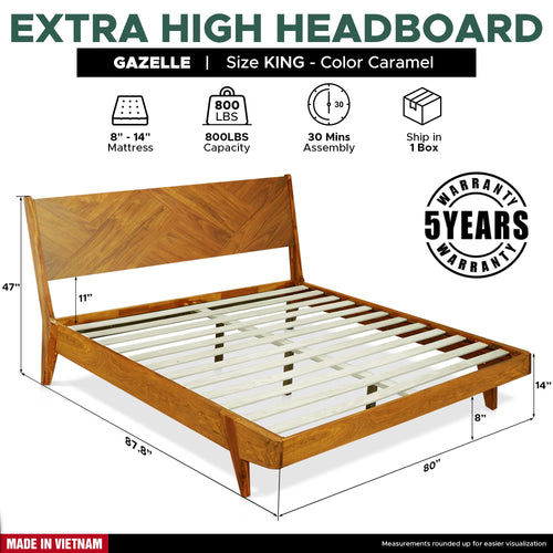 Rorns Gazelle Platform Bed Frame With Headboard