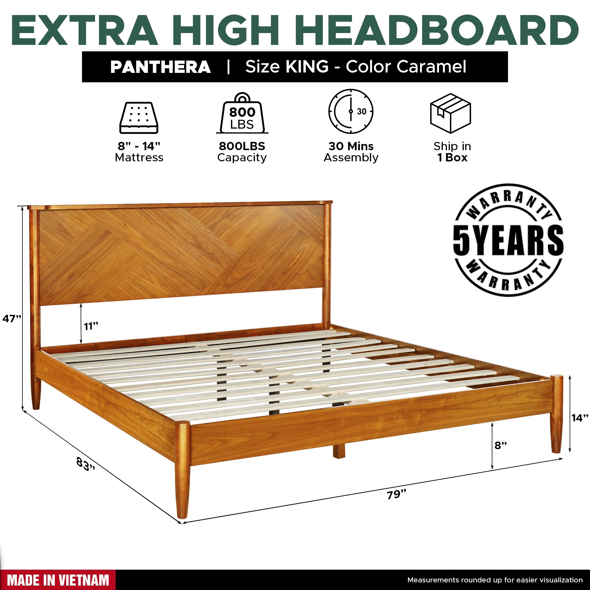 Rorns Panthera Platform Bed Frame With Headboard