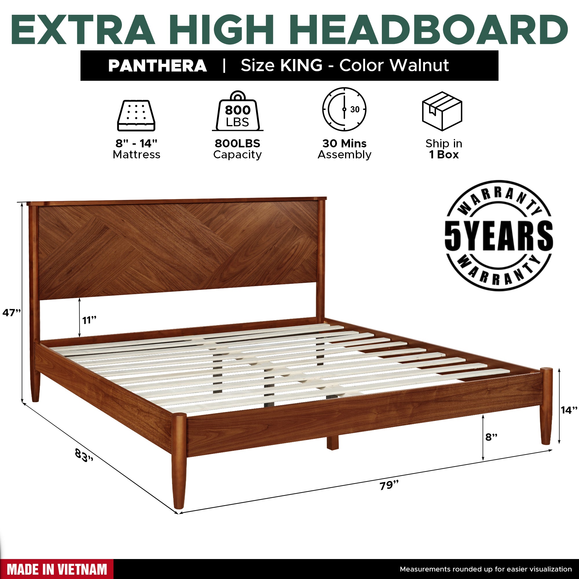 Rorns Panthera Platform Bed Frame With Headboard