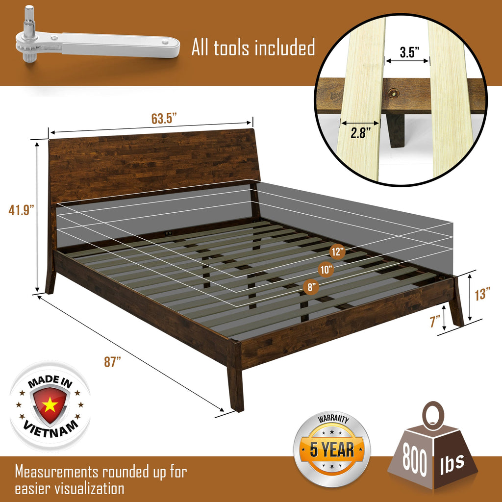 Serenity Deluxe Wood Platform Bed Frame