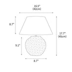 Measurement chart of a lamp with dimensions labeled in inches and centimeters.