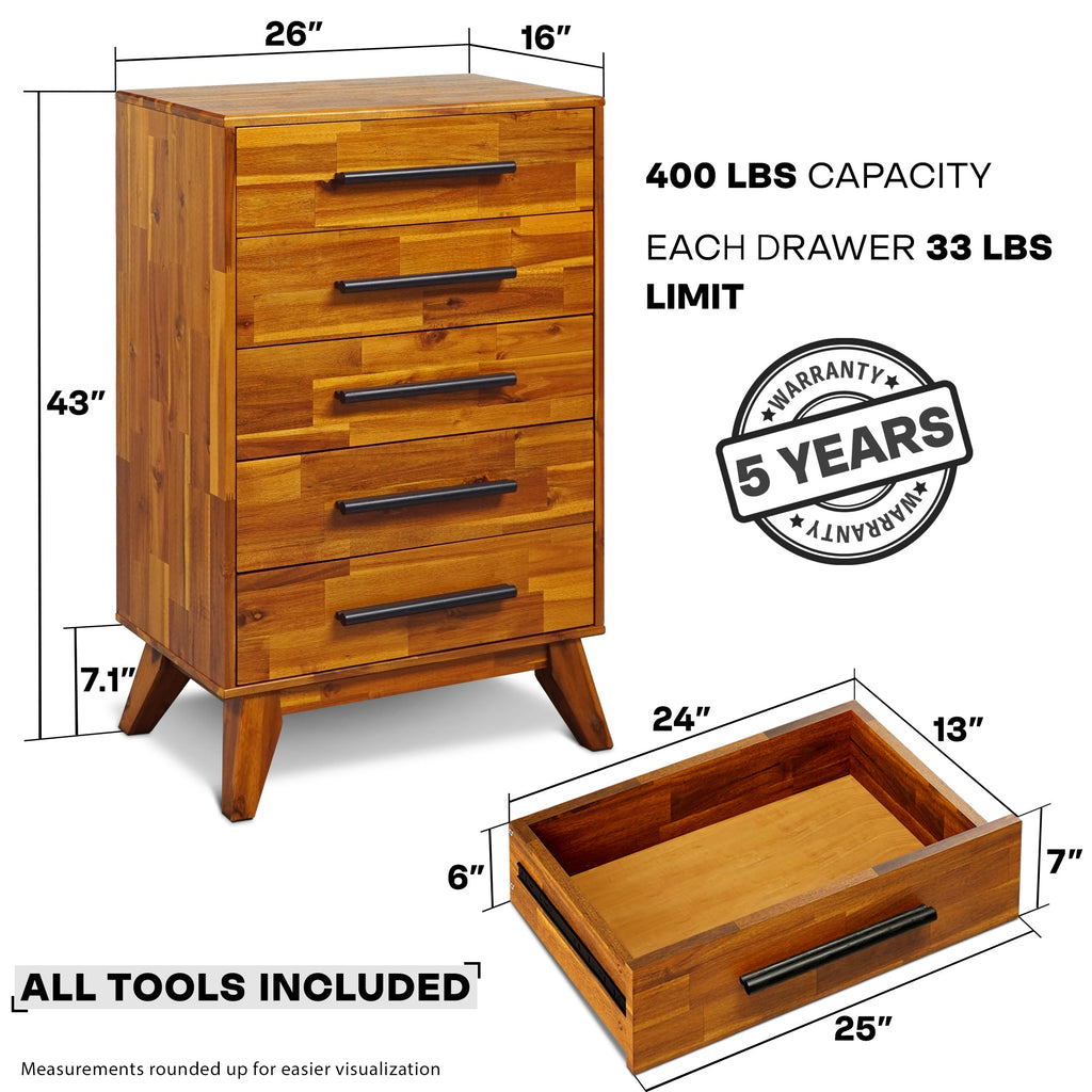 Linea Acacia Solid Wood Dresser