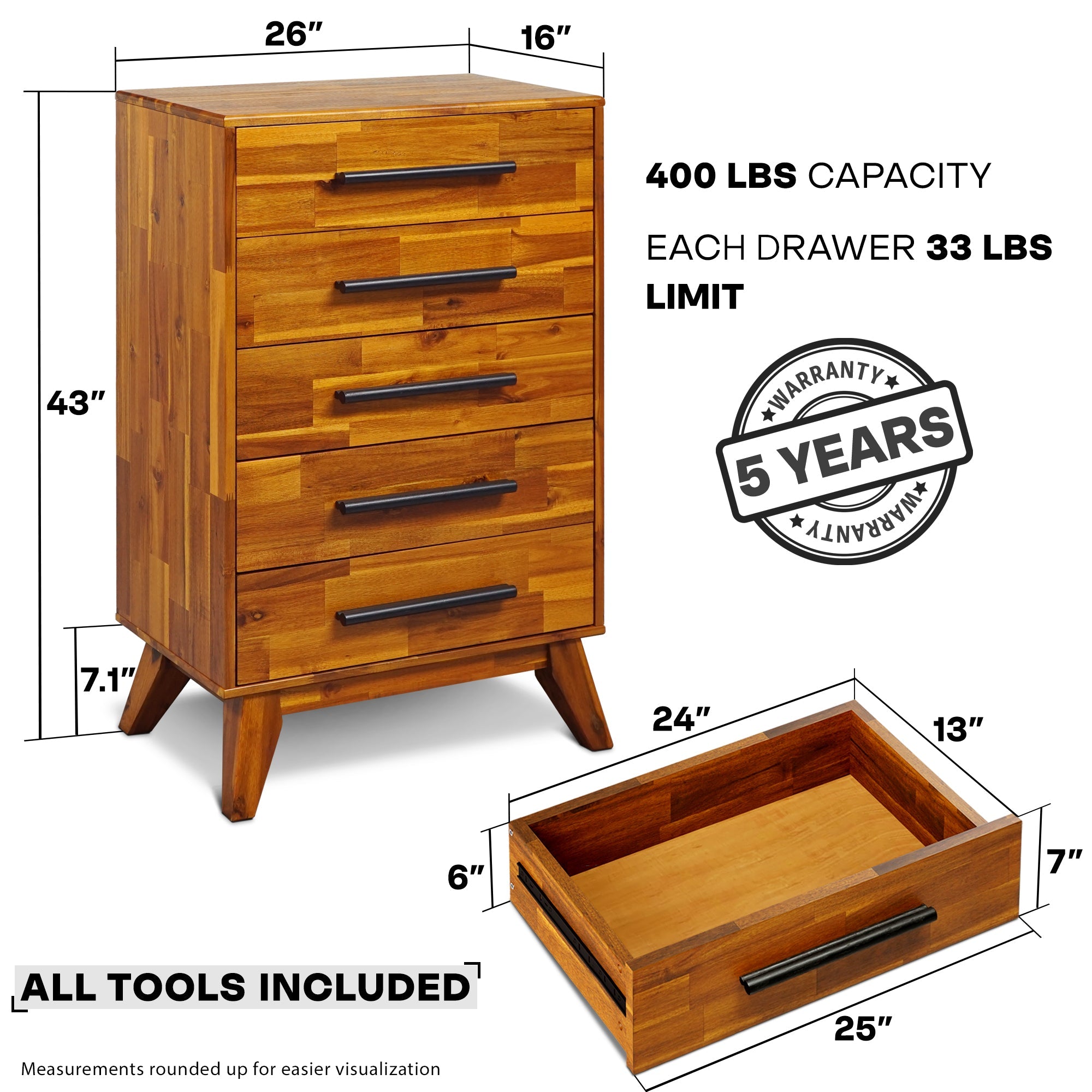 Linea Acacia Solid Wood Dresser