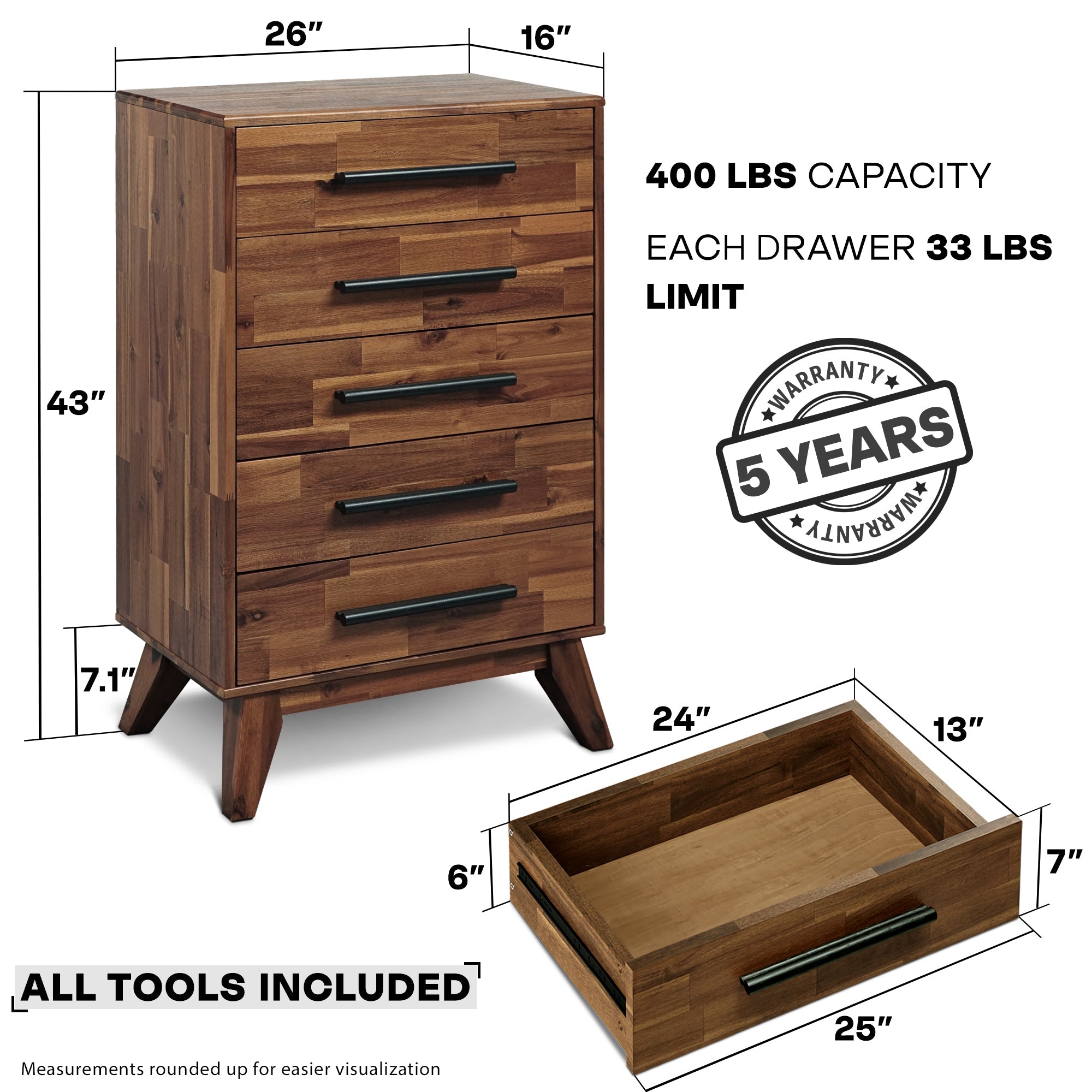 Linea Acacia Solid Wood Dresser