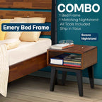 Emery Bed Frame & Nightstand Set - Acacia Solid Wood Bedroom Furniture