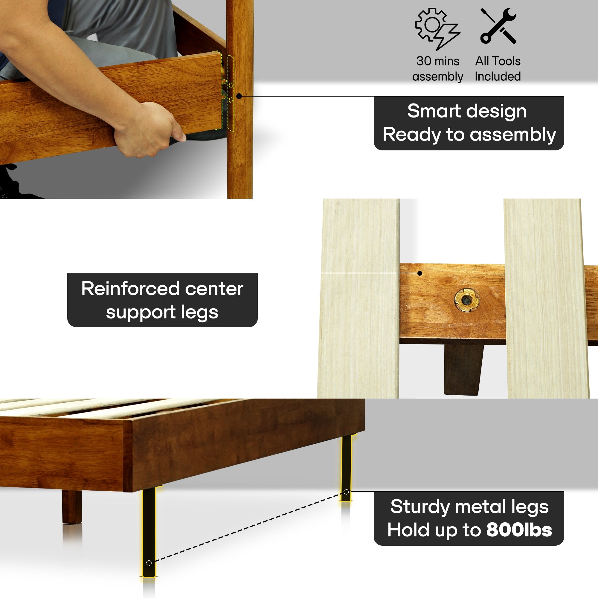 Astoria Upholstered Solid Wood Bed Frame