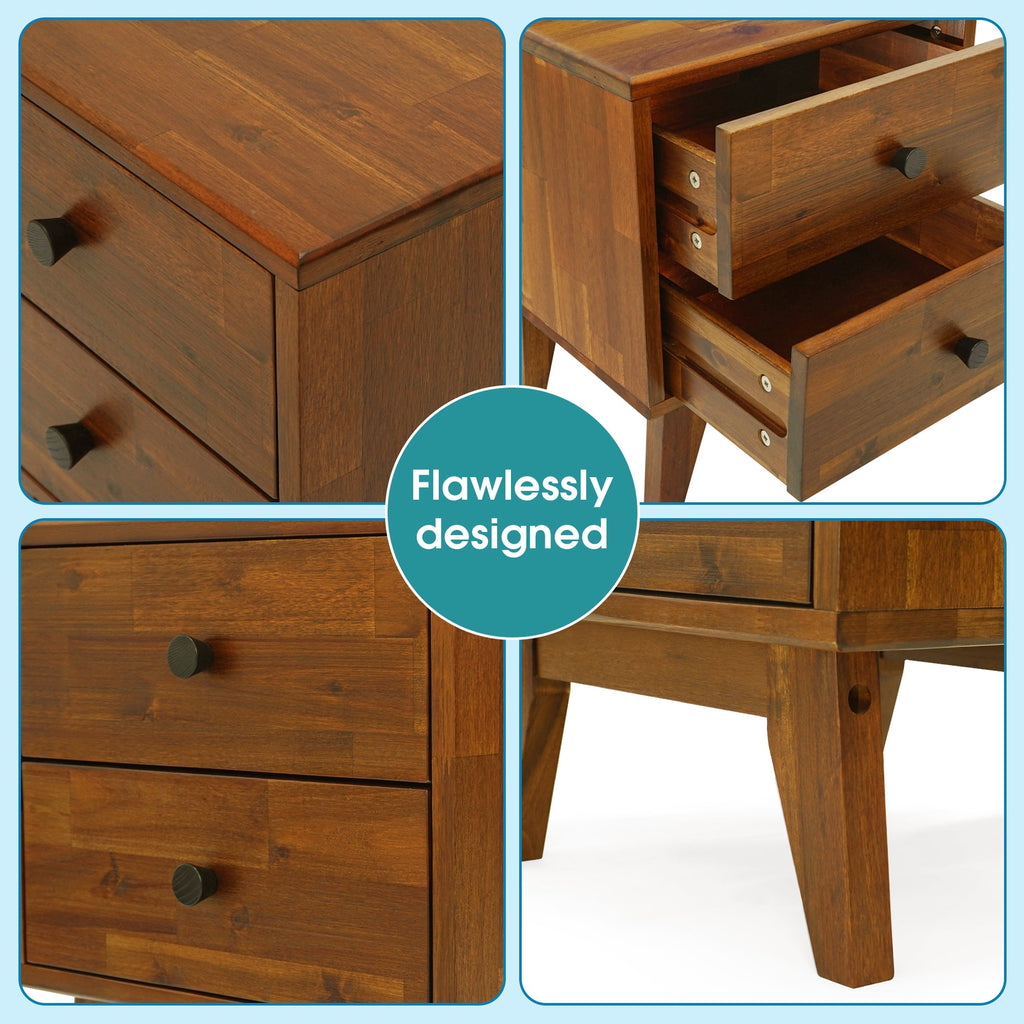 Silvia 2-Drawer Solid Wood Nightstand
