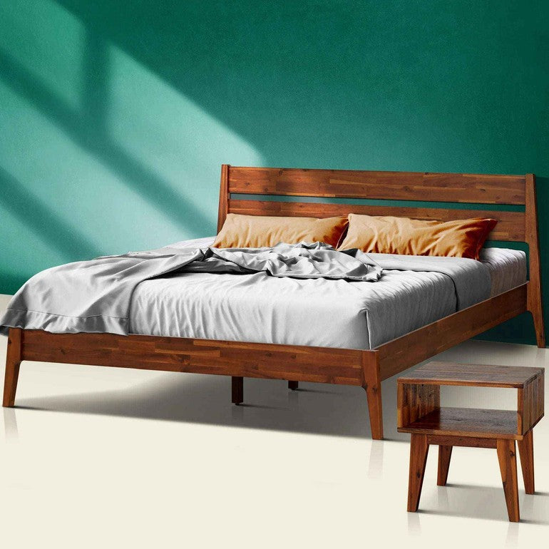 Callisto Solid Wood Bed Frame and Nightstand Set