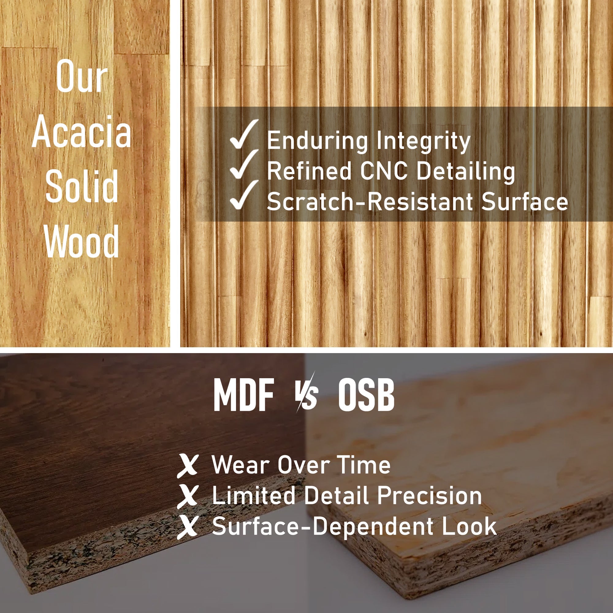 Megsu Bosk Acacia Wood Bed Frame with Headboard