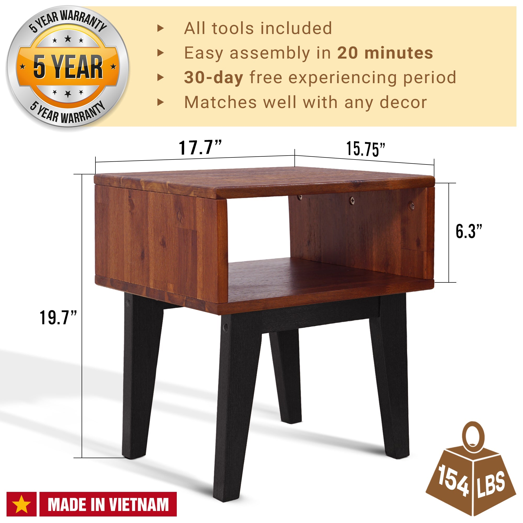 Acacia Serena Solid Wood Nightstand