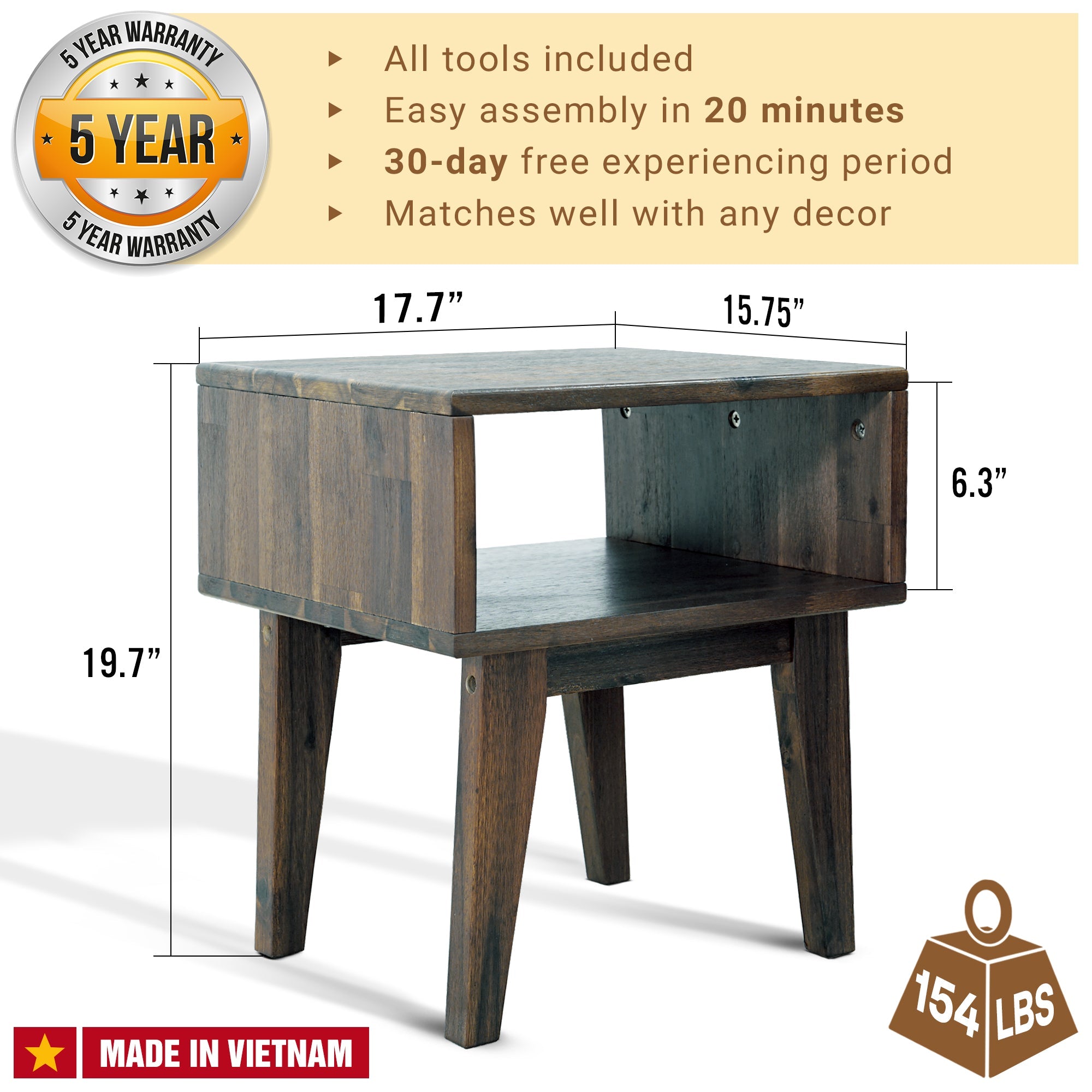 Acacia Serena Solid Wood Nightstand