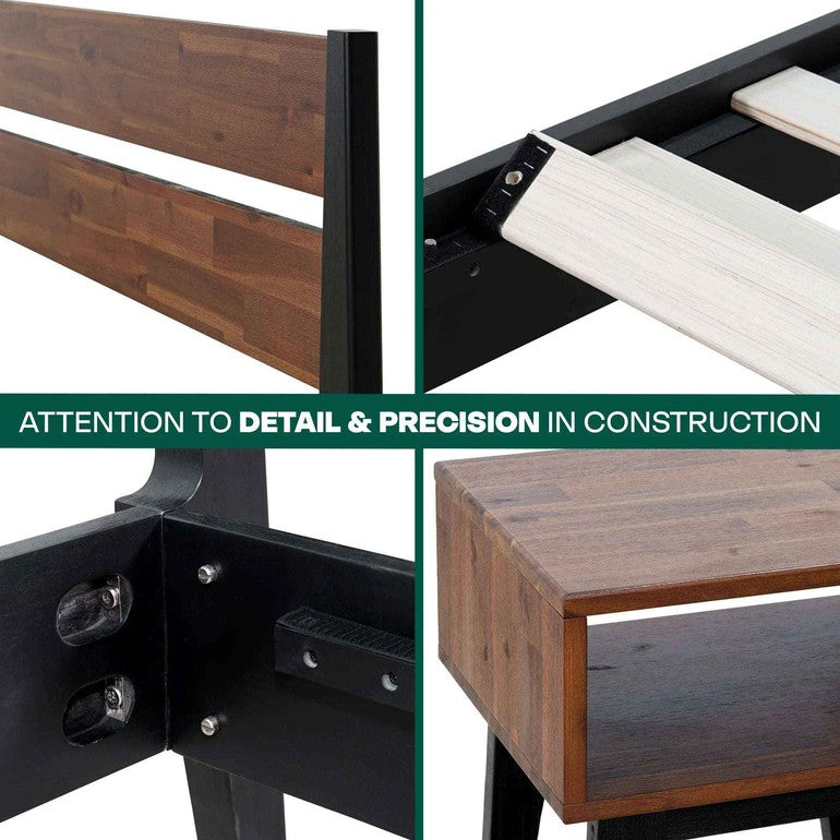 Callisto Solid Wood Bed Frame and Nightstand Set