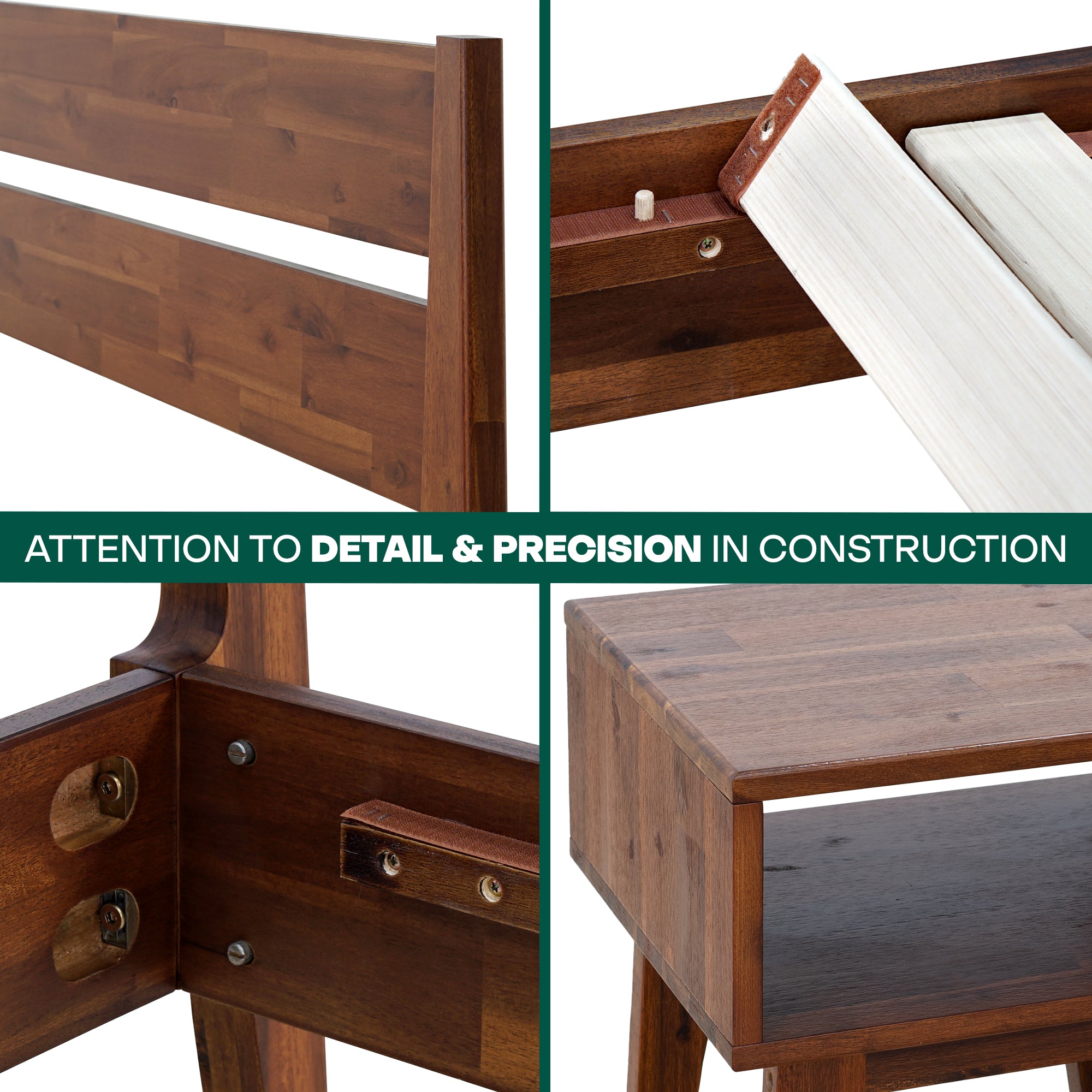 Callisto Solid Wood Bed Frame and Nightstand Set