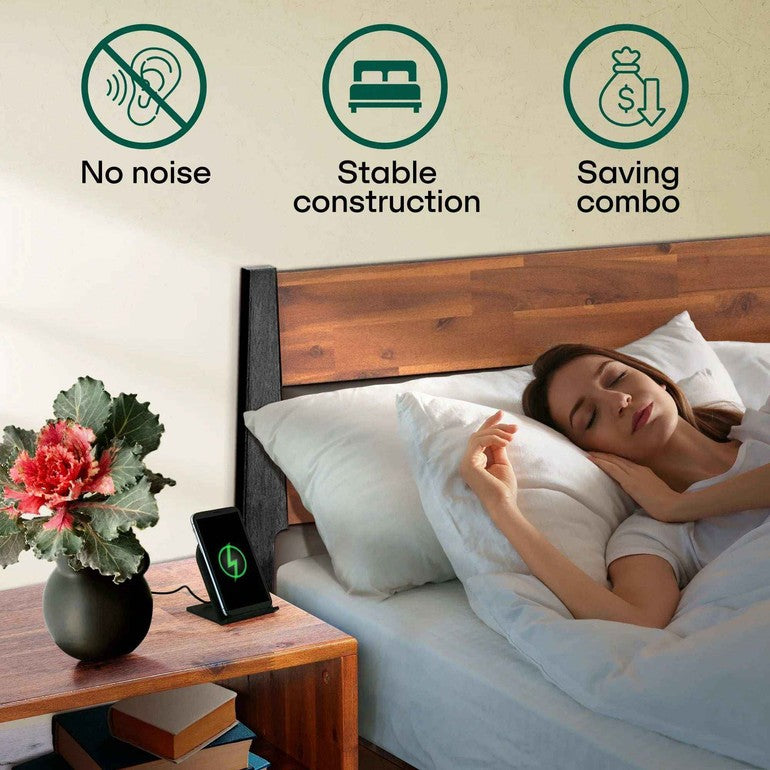 Callisto Solid Wood Bed Frame and Nightstand Set