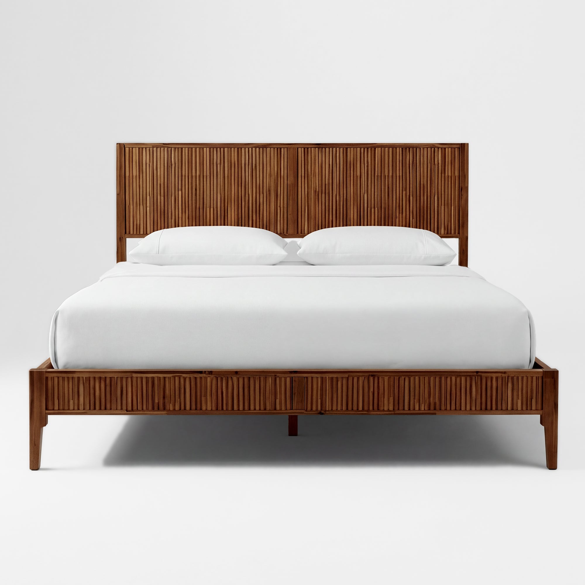 Megsu Bosk Acacia Wood Bed Frame with Headboard
