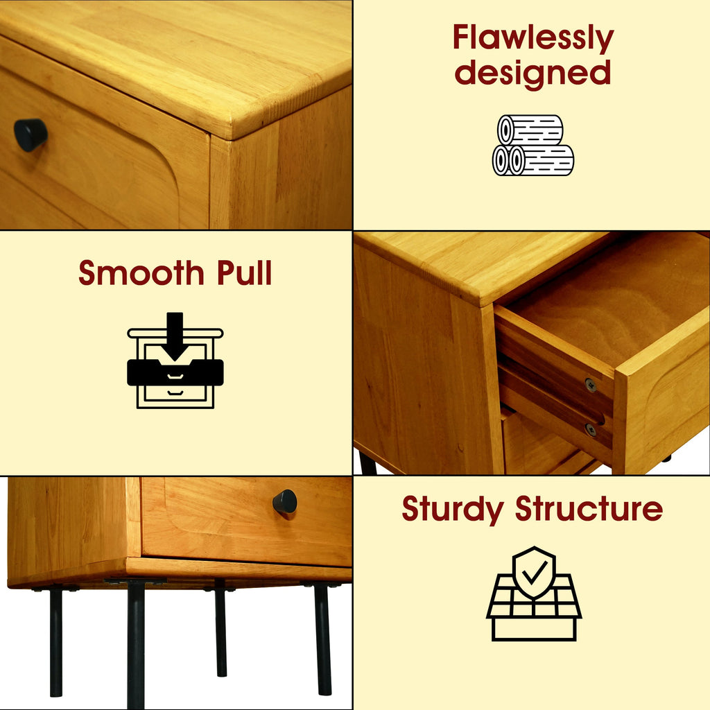 Savana Mid-Century 2 - Drawer Solid Wood Nightstand