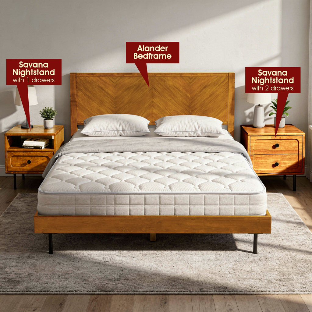 Savana Mid-Century 2 - Drawer Solid Wood Nightstand