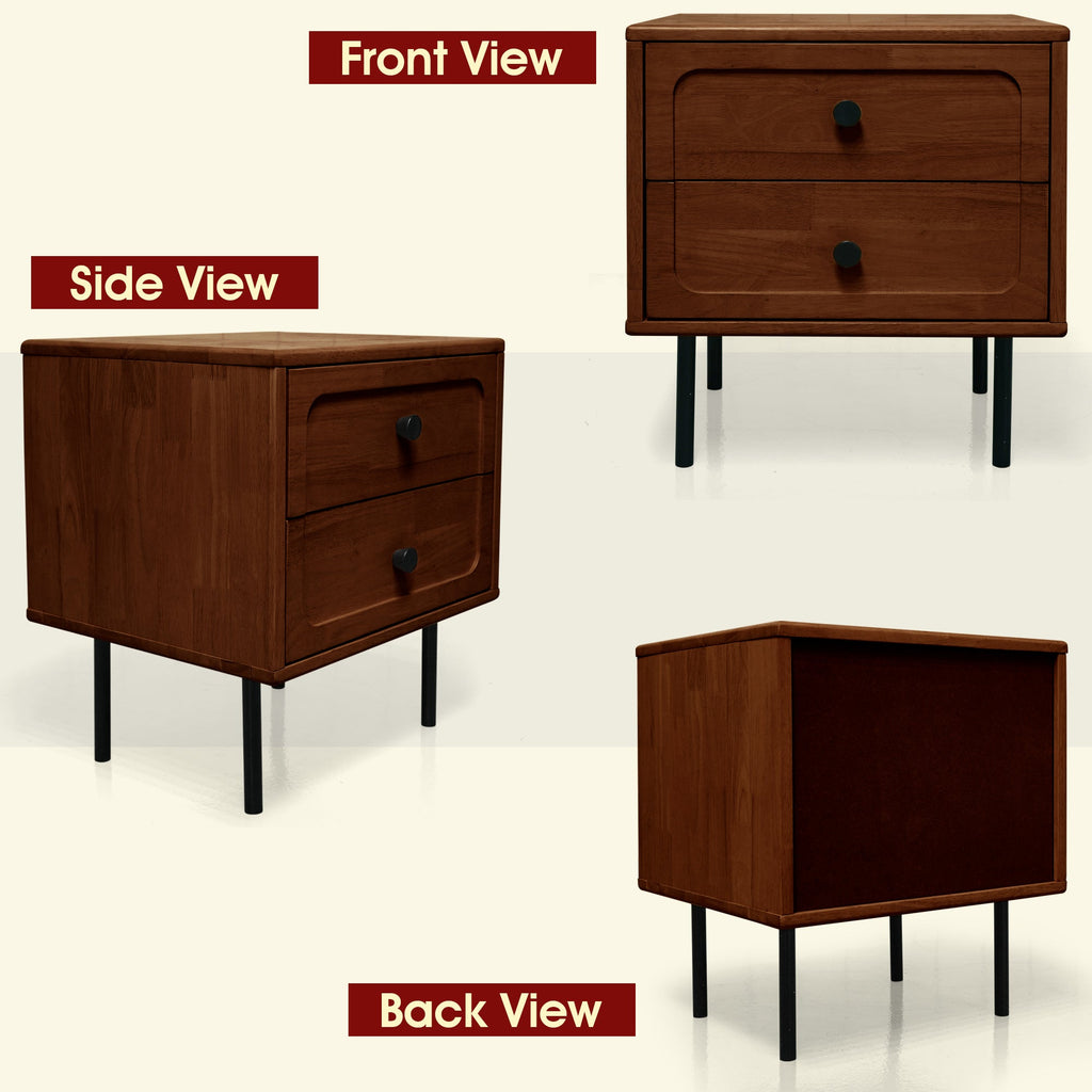 Savana Mid-Century 2 - Drawer Solid Wood Nightstand