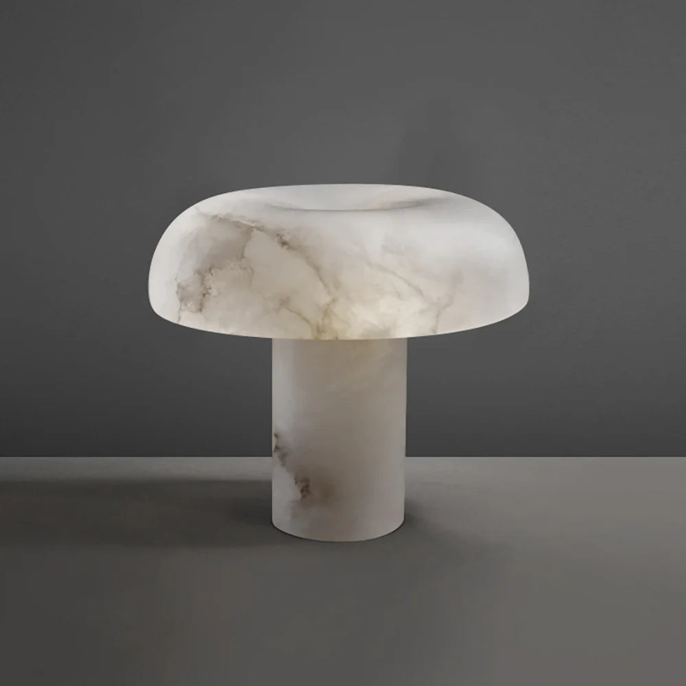 Marble-styled lamp on a dark gray background