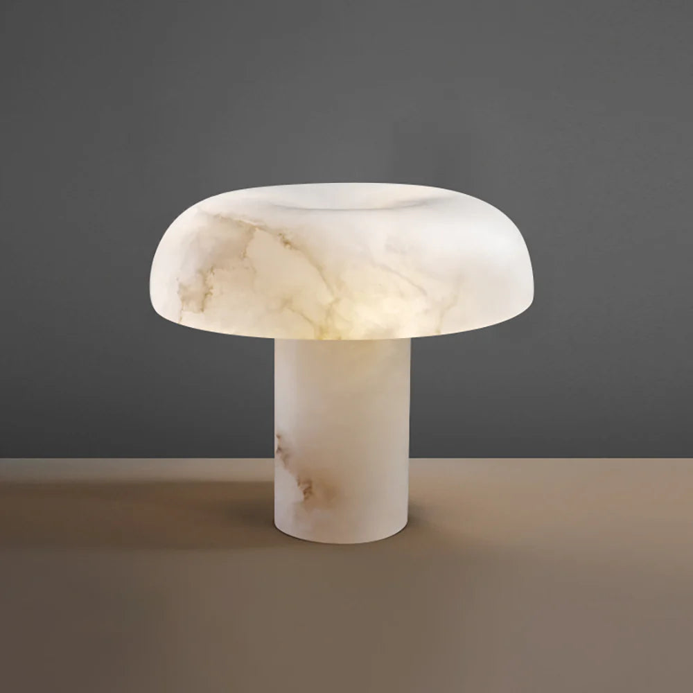 Marble table lamp with a gray background