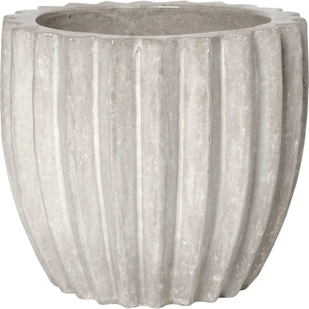 Textured gray pot on a white background