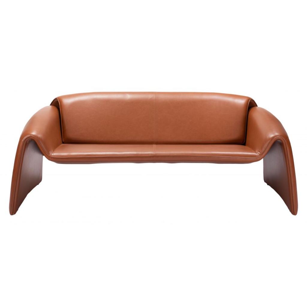 Brown leather sofa on a white background
