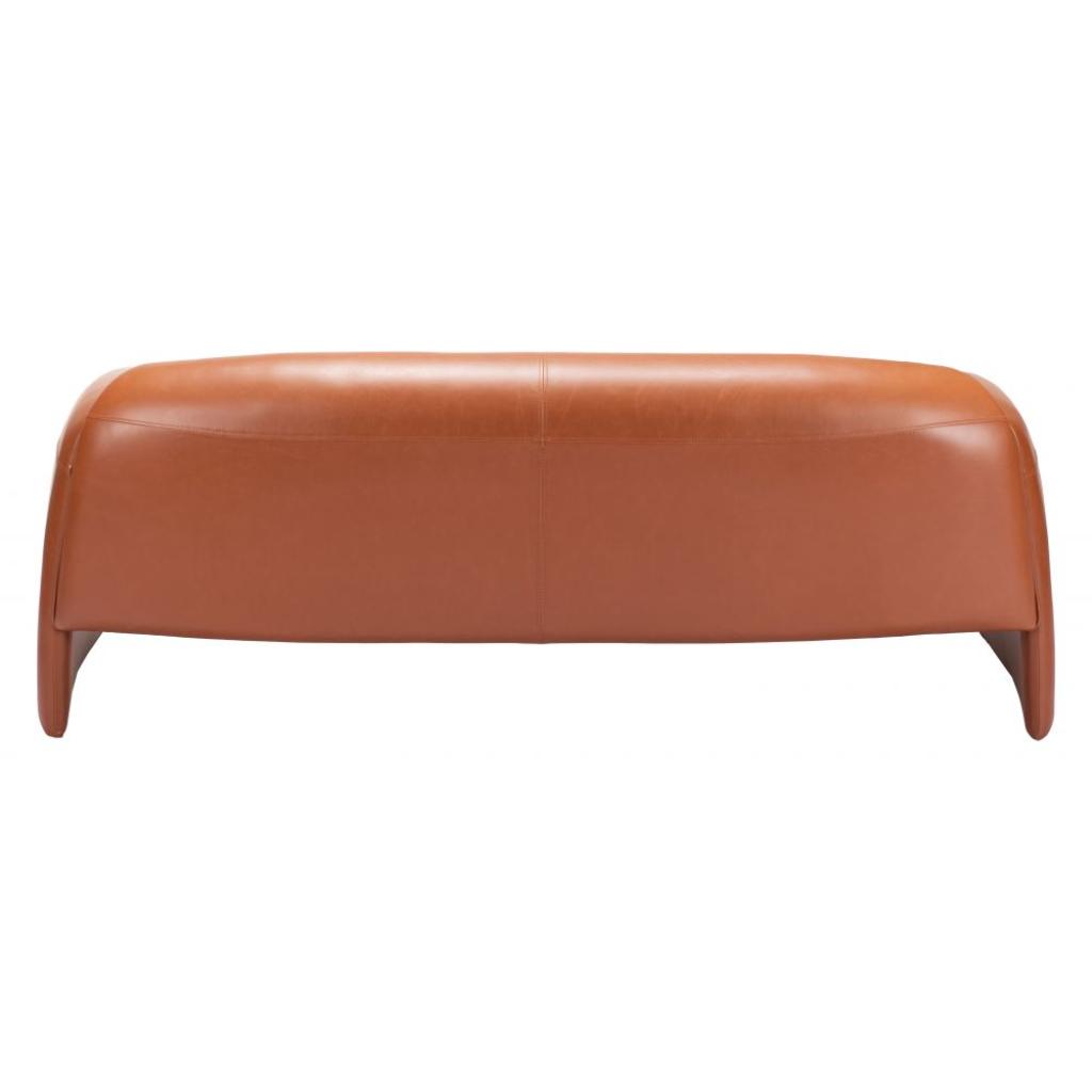 Brown leather bench on a white background