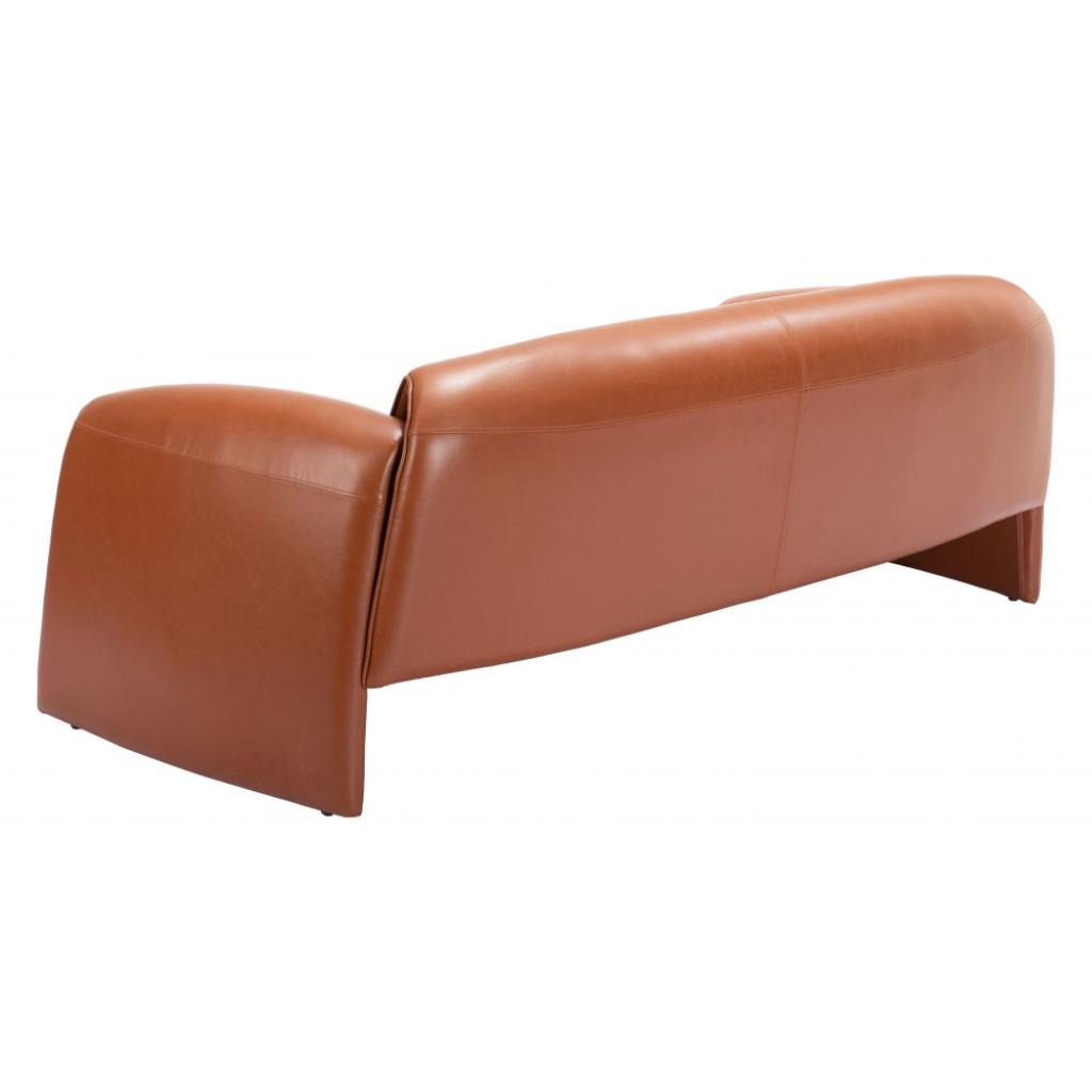 Brown leather bench on a white background