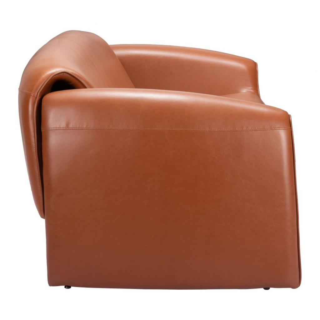 Brown leather armchair on a white background