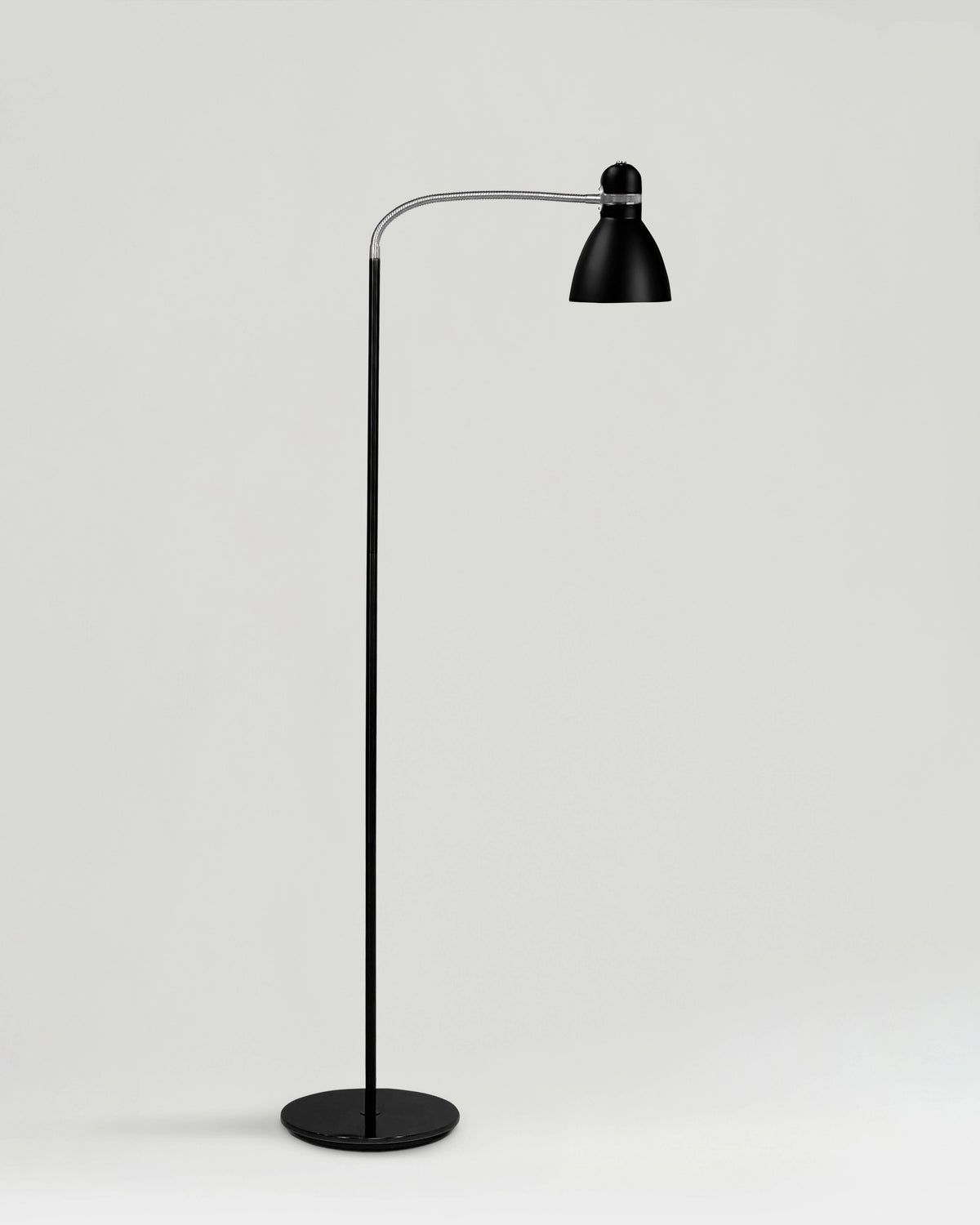 Black floor lamp on a white background