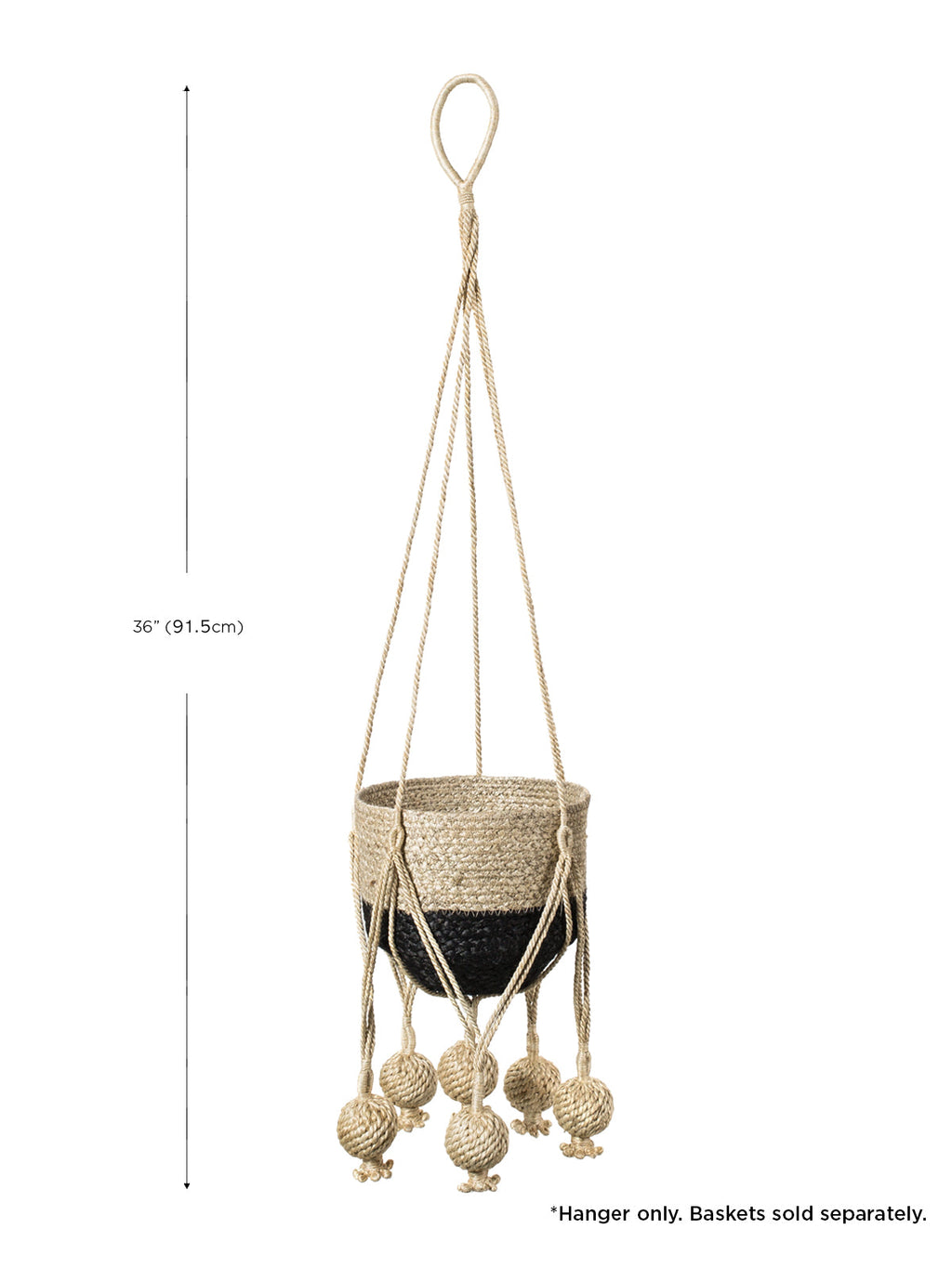 Nautical rope hanger with decorative balls on a white background
