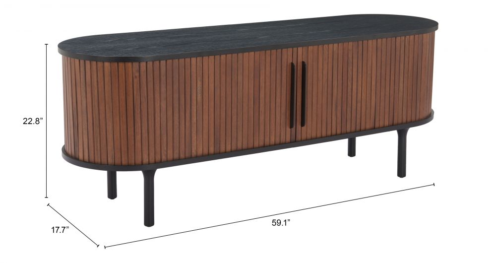 Wooden sideboard with dimensions on a white background