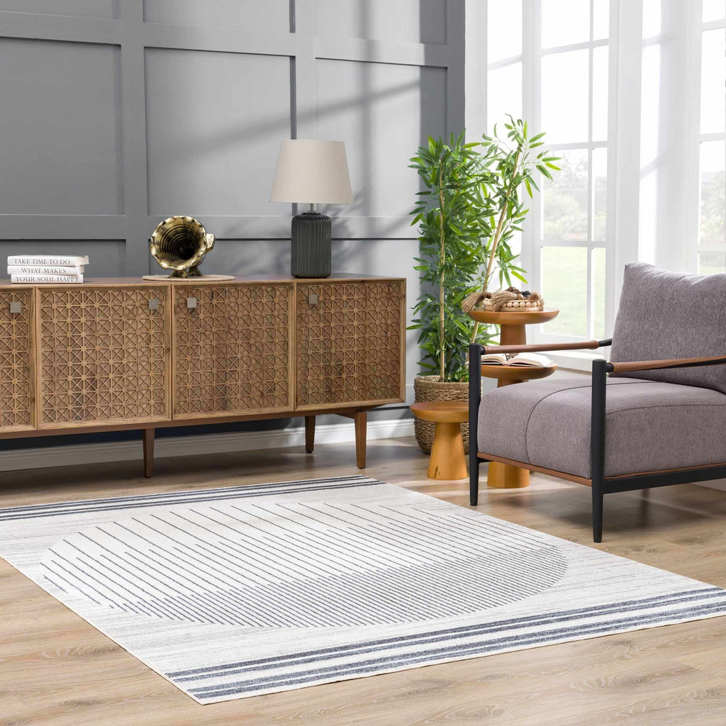 Tapis Thad lavable gris moyen