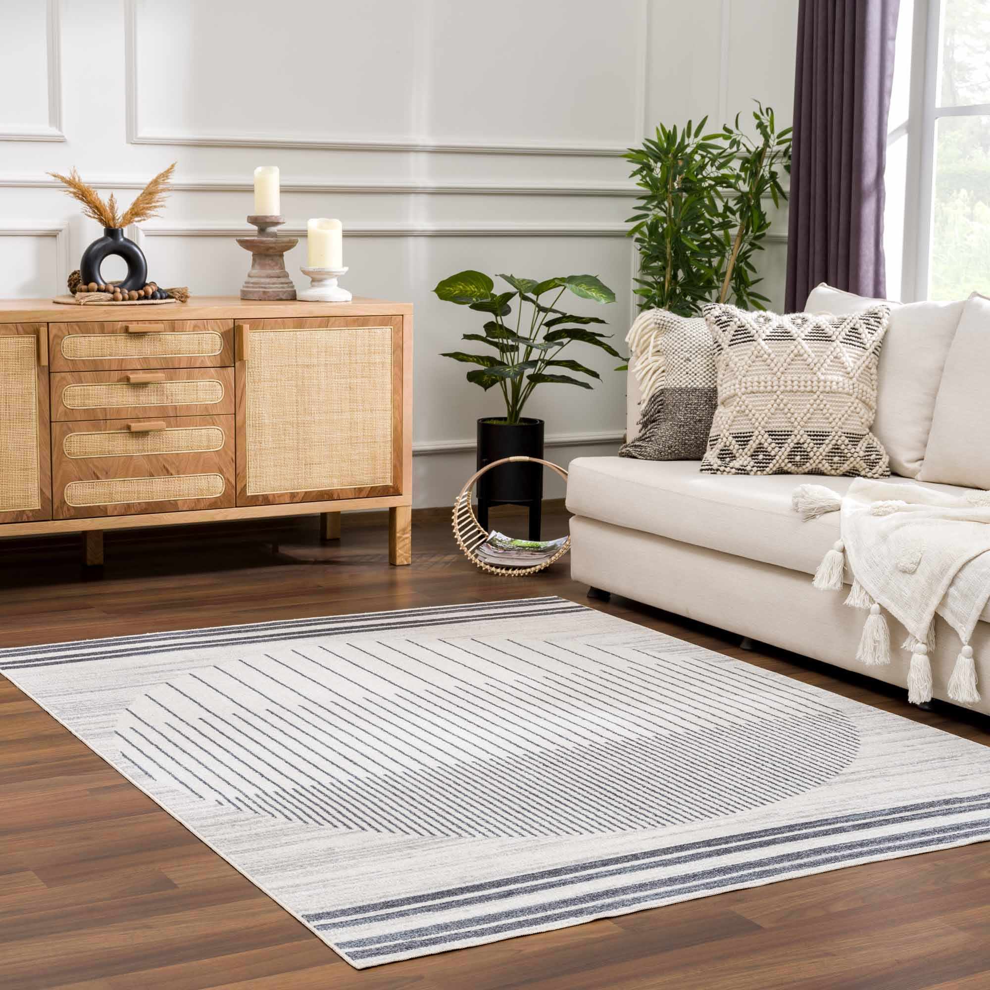 Tapis Thad lavable gris moyen