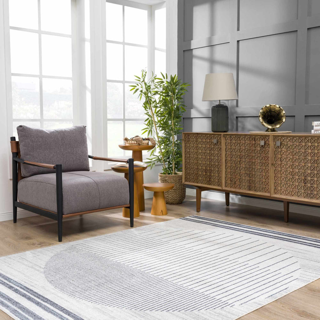 Tapis Thad lavable gris moyen