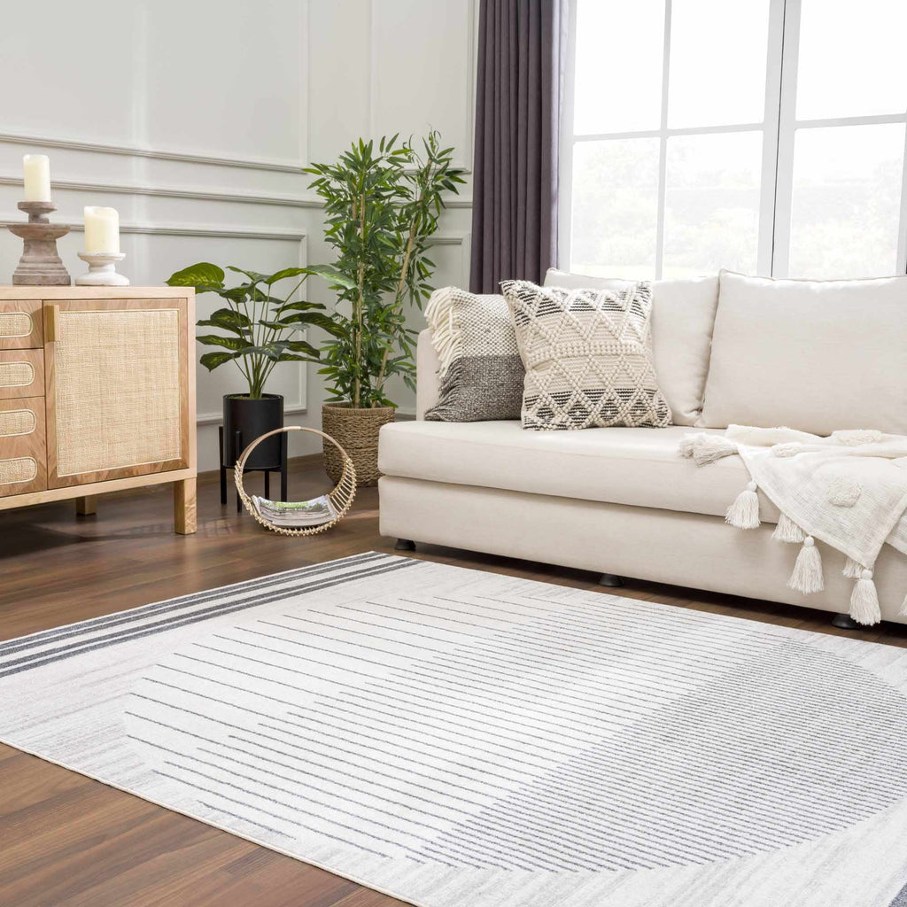 Tapis Thad lavable gris moyen