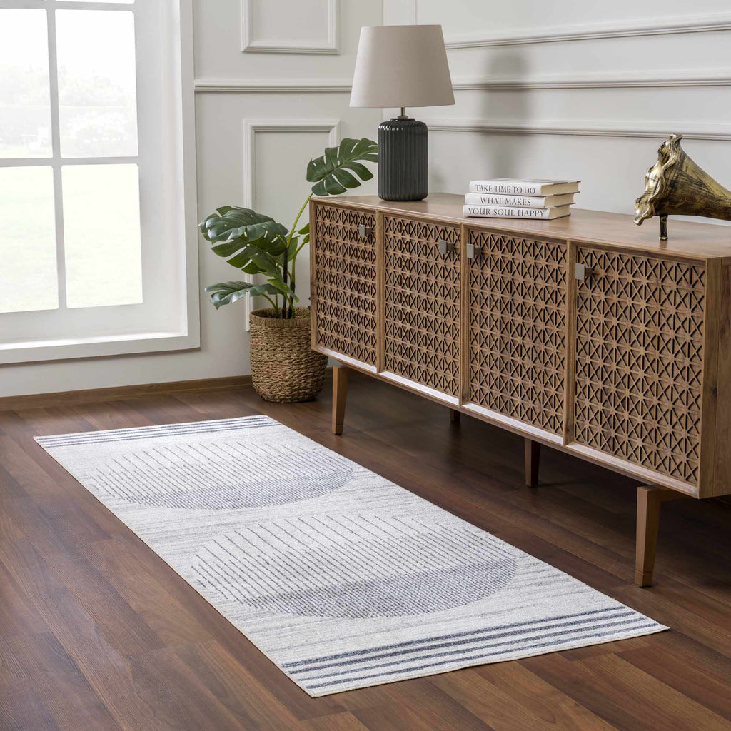Tapis Thad lavable gris moyen