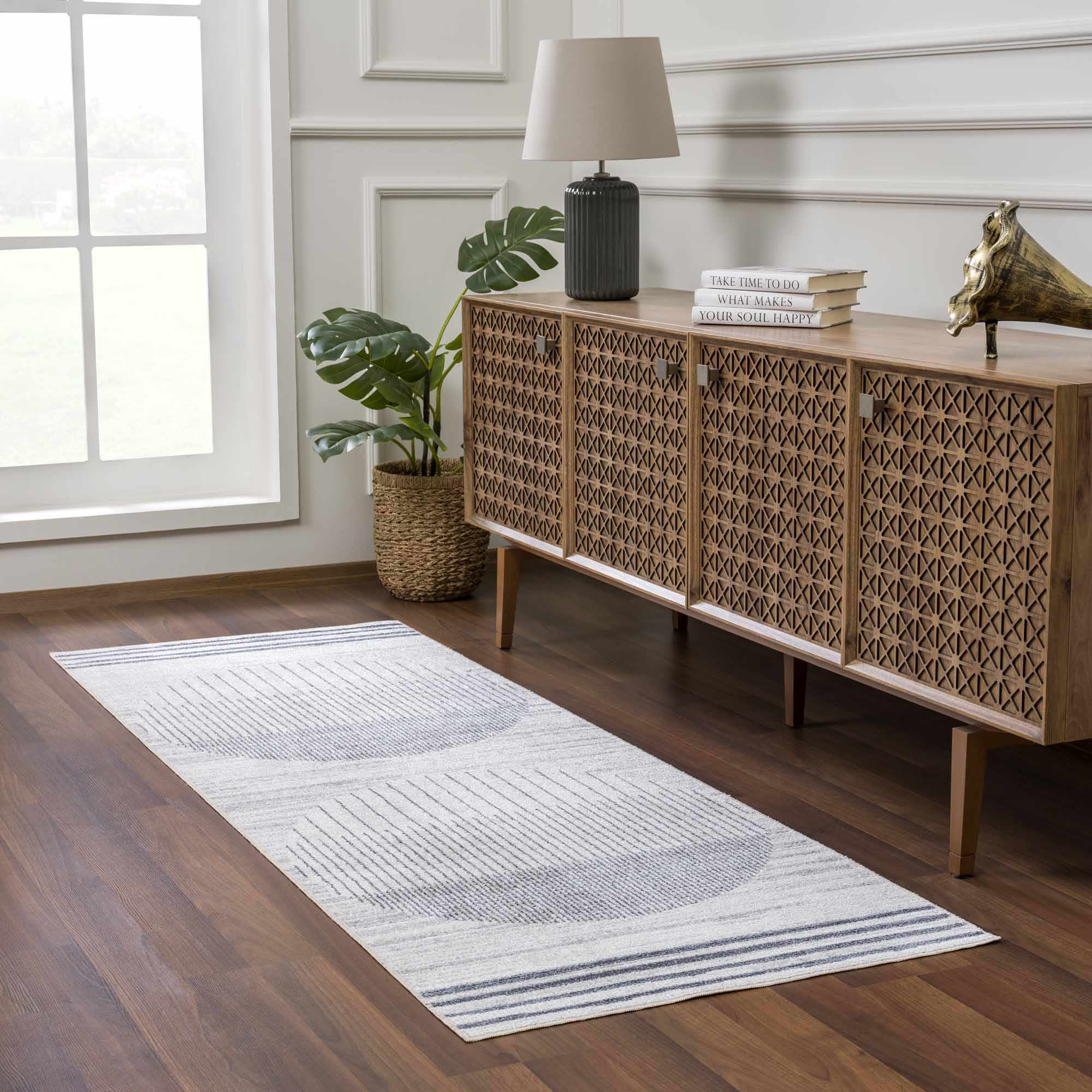 Tapis Thad lavable gris moyen