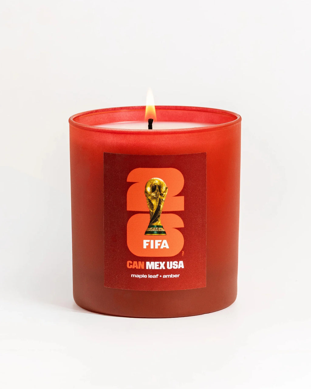 Red candle with FIFA World Cup logo on a white background